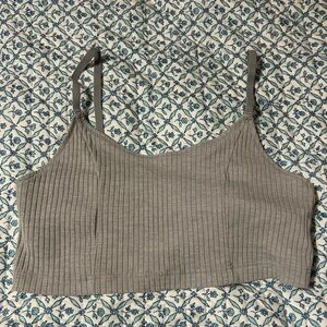 Aerie Gray Ribbed Camisole Top